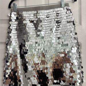 Ann Taylor Silver Sequin Mini Skirt